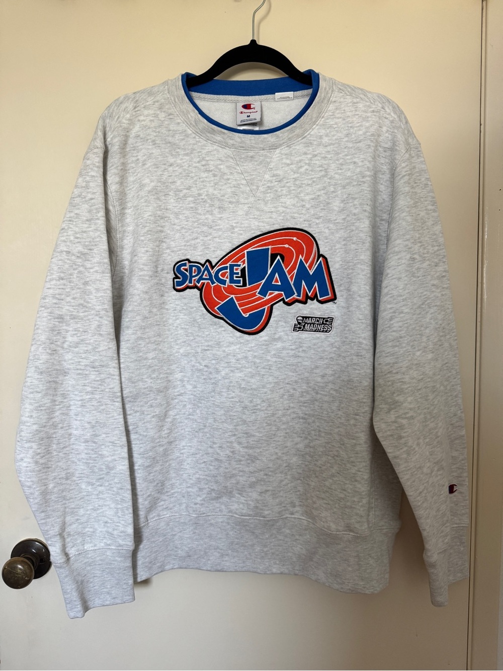 Champion x Space Jam March Madness Crewneck Sweatshirt Medium Grey NWT